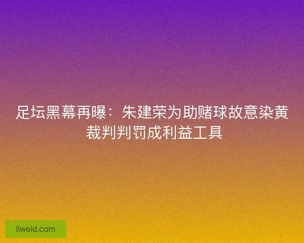 足坛黑幕再曝：朱建荣为助赌球故意染黄 裁判判罚成利益工具